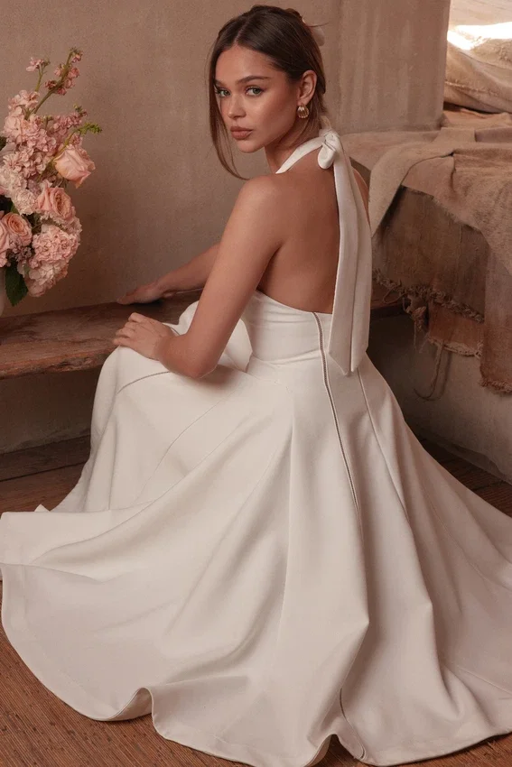 Loulou Ivory Halter Neck Midi Dress Loulou Ivory Halter Neck Midi Dress