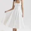 Loulou Ivory Halter Neck Midi Dress Loulou Ivory Halter Neck Midi Dress