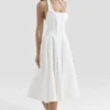 Loulou Ivory Halter Neck Midi Dress Loulou Ivory Halter Neck Midi Dress