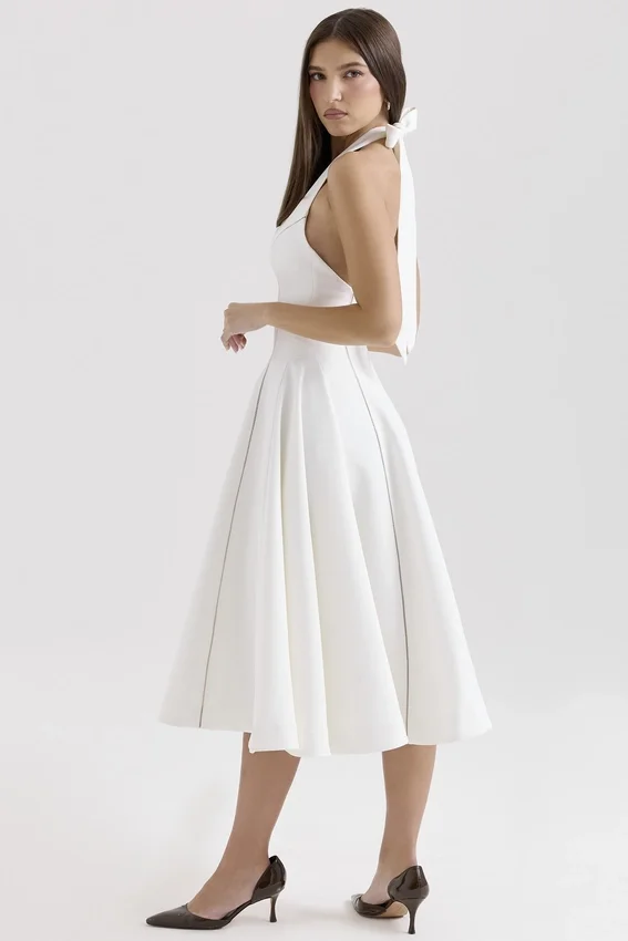 Loulou Ivory Halter Neck Midi Dress Loulou Ivory Halter Neck Midi Dress