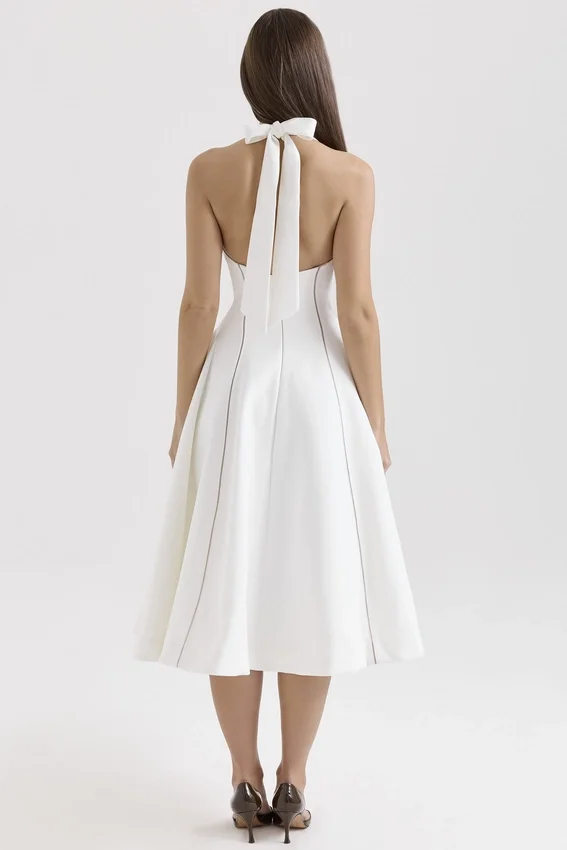 Loulou Ivory Halter Neck Midi Dress Loulou Ivory Halter Neck Midi Dress