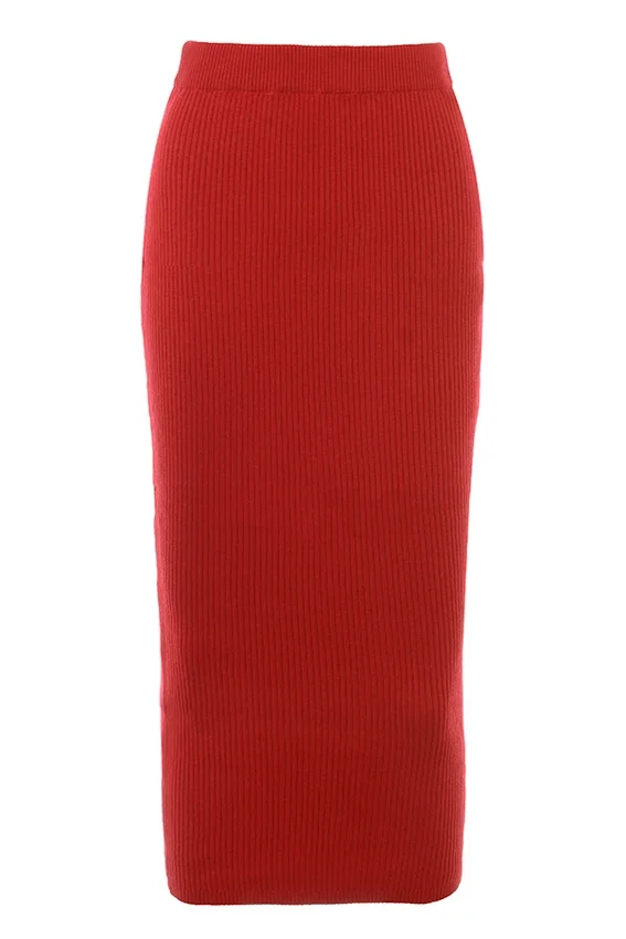 Lourdes Scarlet Cashmere Blend Maxi Skirt Lourdes Scarlet Cashmere Blend Maxi Skirt