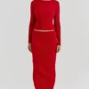 Lourdes Scarlet Cashmere Blend Maxi Skirt Lourdes Scarlet Cashmere Blend Maxi Skirt