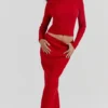Lourdes Scarlet Cashmere Blend Maxi Skirt Lourdes Scarlet Cashmere Blend Maxi Skirt