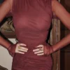 Lucasta Mulberry Gathered Mini Dress Lucasta Mulberry Gathered Mini Dress