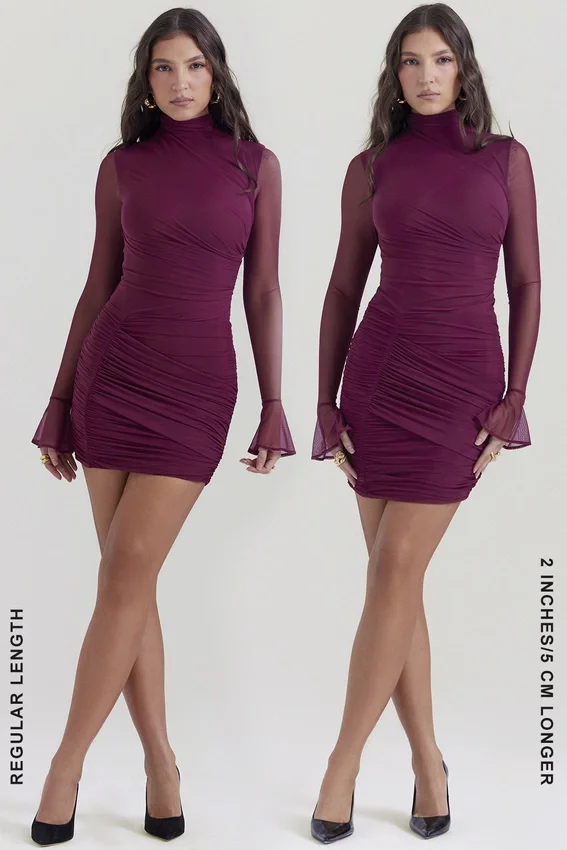 Lucasta Mulberry Gathered Mini Dress Lucasta Mulberry Gathered Mini Dress