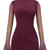 Lucasta Mulberry Gathered Mini Dress Lucasta Mulberry Gathered Mini Dress