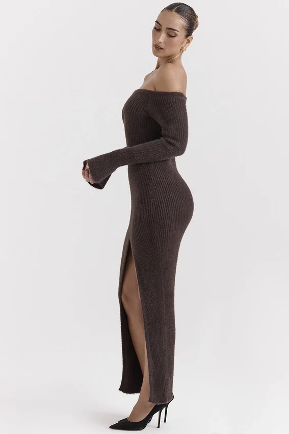 Lucena Espresso Knit Off Shoulder Dress Lucena Espresso Knit Off Shoulder Dress