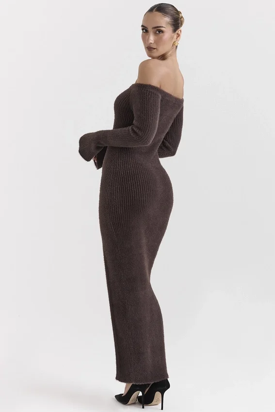 Lucena Espresso Knit Off Shoulder Dress Lucena Espresso Knit Off Shoulder Dress