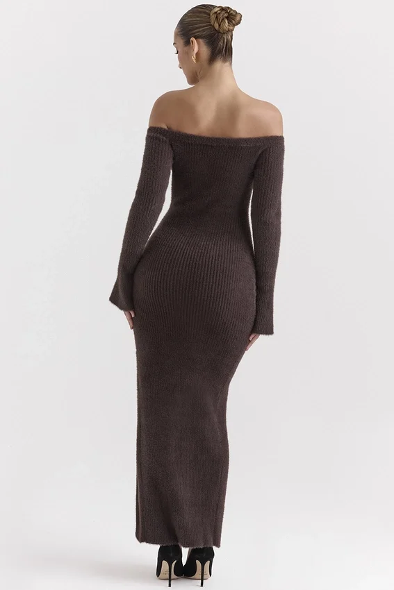 Lucena Espresso Knit Off Shoulder Dress Lucena Espresso Knit Off Shoulder Dress
