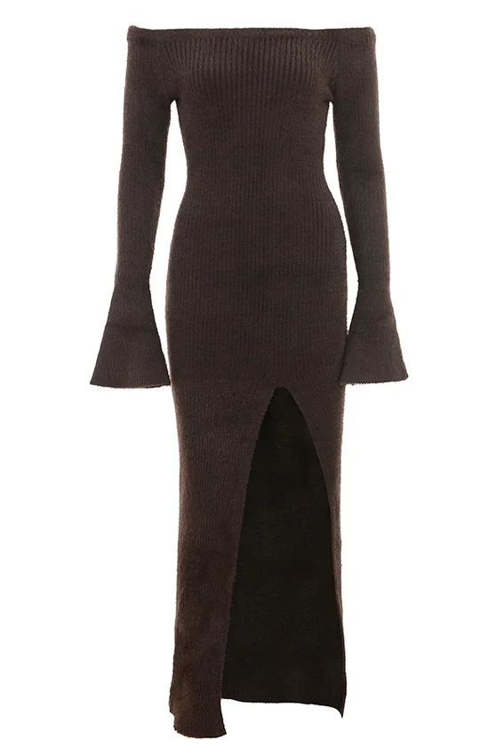 Lucena Espresso Knit Off Shoulder Dress Lucena Espresso Knit Off Shoulder Dress