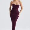 Lucia Grape Strapless Corset Maxi Dress Lucia Grape Strapless Corset Maxi Dress
