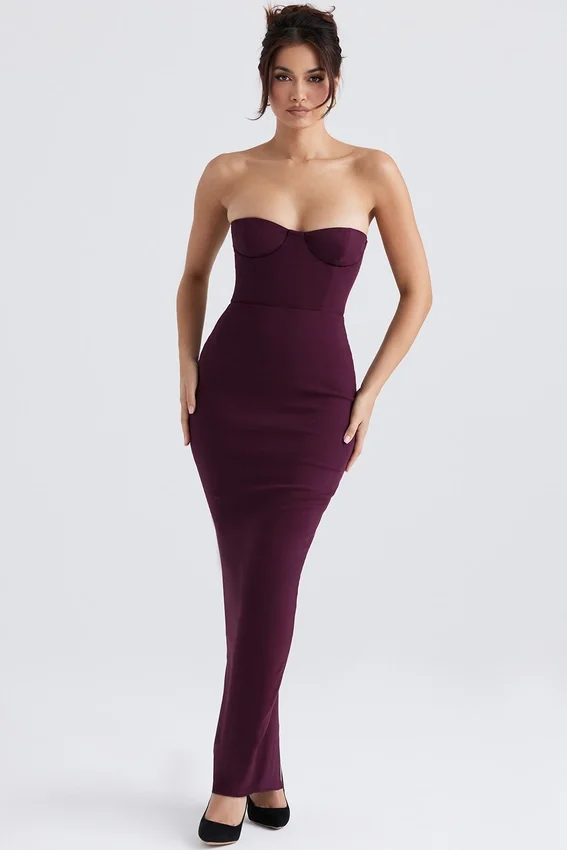 Lucia Grape Strapless Corset Maxi Dress Lucia Grape Strapless Corset Maxi Dress