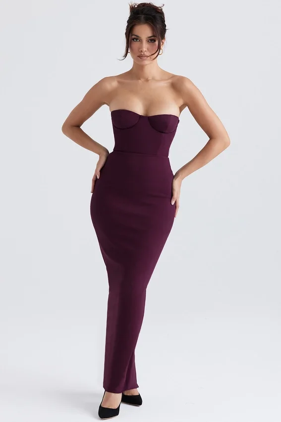 Lucia Grape Strapless Corset Maxi Dress Lucia Grape Strapless Corset Maxi Dress