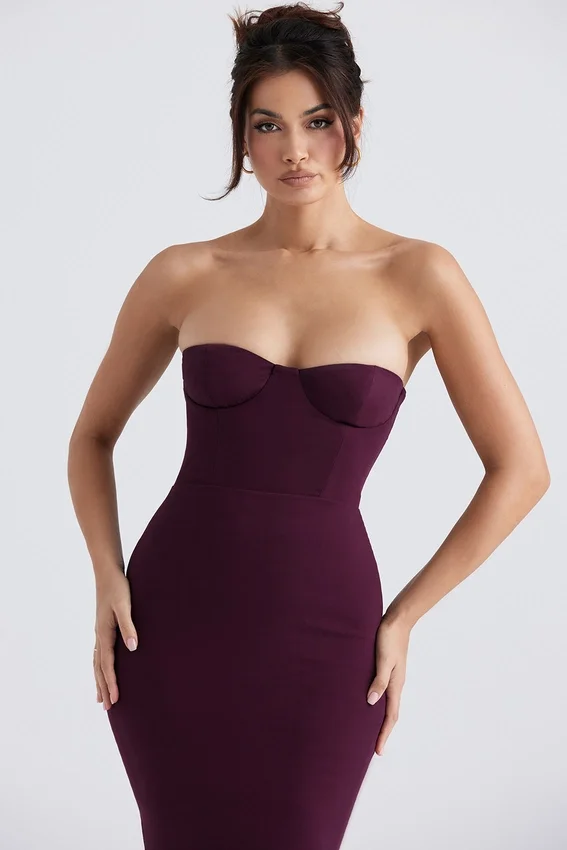 Lucia Grape Strapless Corset Maxi Dress Lucia Grape Strapless Corset Maxi Dress