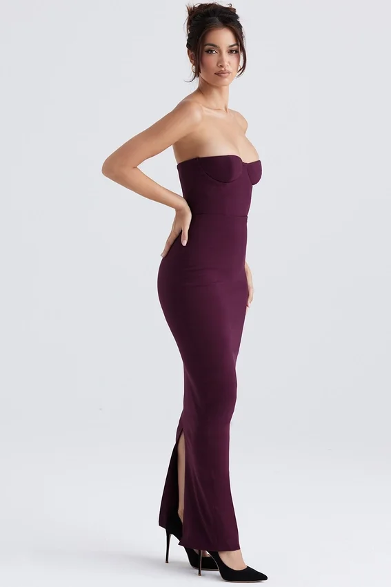 Lucia Grape Strapless Corset Maxi Dress Lucia Grape Strapless Corset Maxi Dress