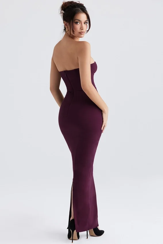 Lucia Grape Strapless Corset Maxi Dress Lucia Grape Strapless Corset Maxi Dress