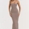 Lucia Taupe Strapless Corset Maxi Dress Lucia Taupe Strapless Corset Maxi Dress