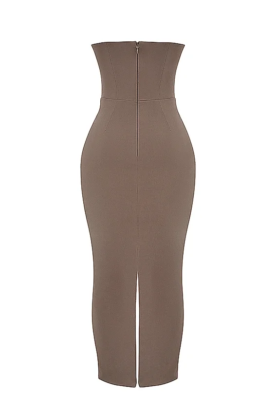 Lucia Taupe Strapless Corset Maxi Dress Lucia Taupe Strapless Corset Maxi Dress