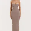Lucia Taupe Strapless Corset Maxi Dress Lucia Taupe Strapless Corset Maxi Dress