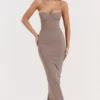 Lucia Taupe Strapless Corset Maxi Dress Lucia Taupe Strapless Corset Maxi Dress