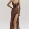 Lucianna Espresso Lace Maxi Dress Lucianna Espresso Lace Maxi Dress