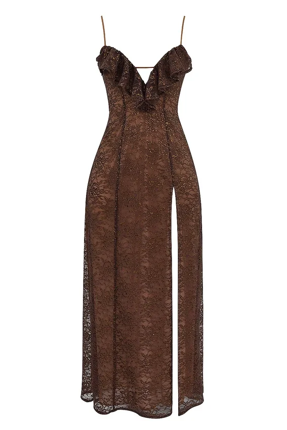 Lucianna Espresso Lace Maxi Dress Lucianna Espresso Lace Maxi Dress