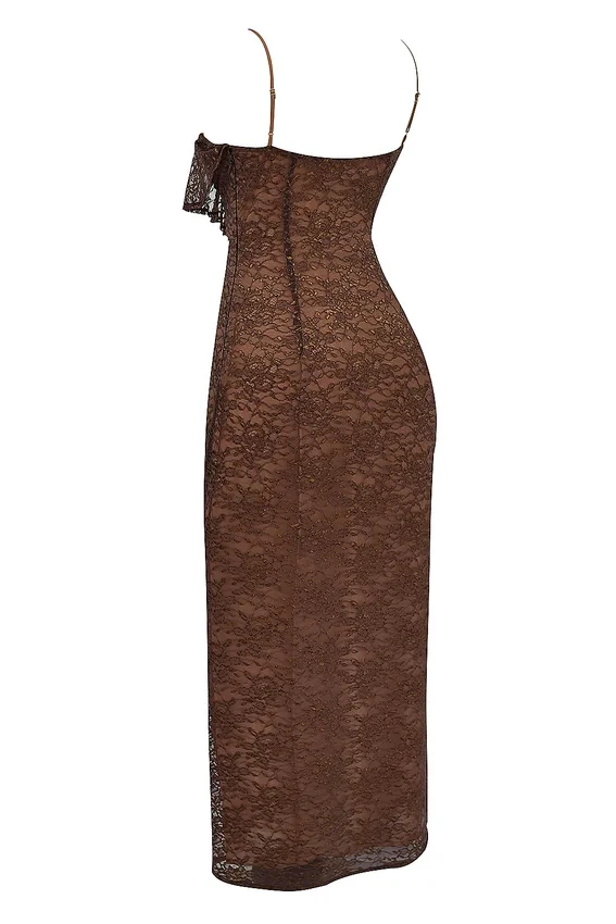 Lucianna Espresso Lace Maxi Dress Lucianna Espresso Lace Maxi Dress