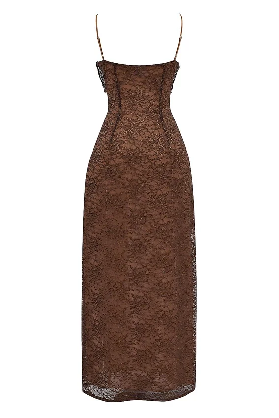 Lucianna Espresso Lace Maxi Dress Lucianna Espresso Lace Maxi Dress
