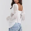 Lucie White Pleated Top