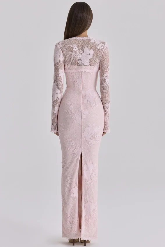 Lucienne Pink Lace Maxi Dress Lucienne Pink Lace Maxi Dress