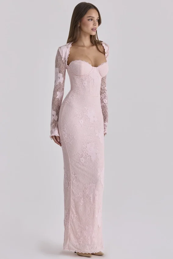 Lucienne Pink Lace Maxi Dress Lucienne Pink Lace Maxi Dress