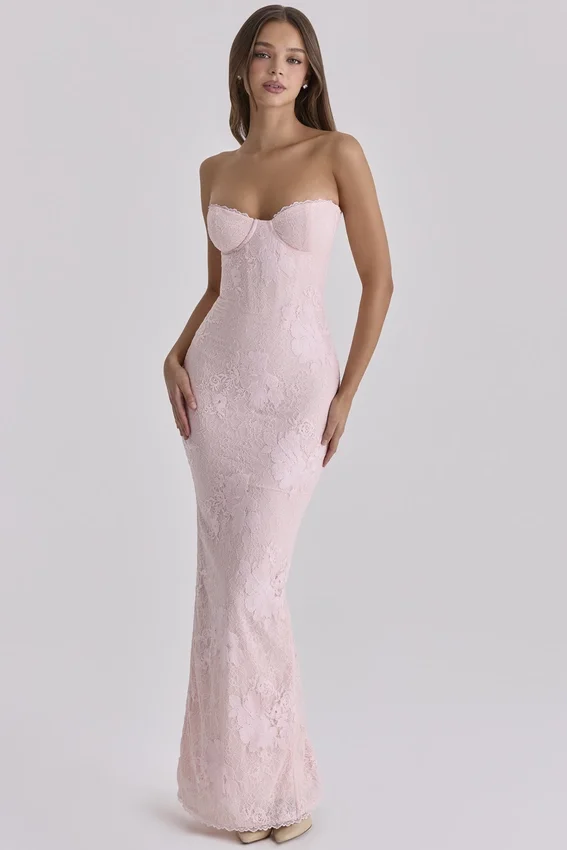 Lucienne Pink Lace Maxi Dress Lucienne Pink Lace Maxi Dress