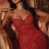 Lucienne Red Lace Embroidered Maxi Dress – Limited Edition