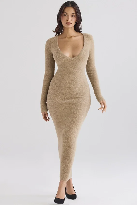 Lucille Camel Fuzzy Maxi Dress Lucille Camel Fuzzy Maxi Dress