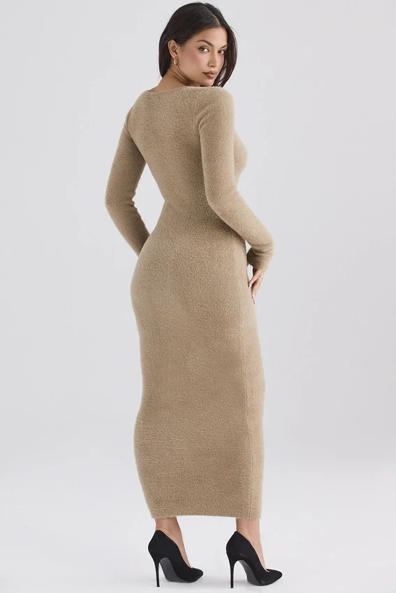 Lucille Camel Fuzzy Maxi Dress Lucille Camel Fuzzy Maxi Dress
