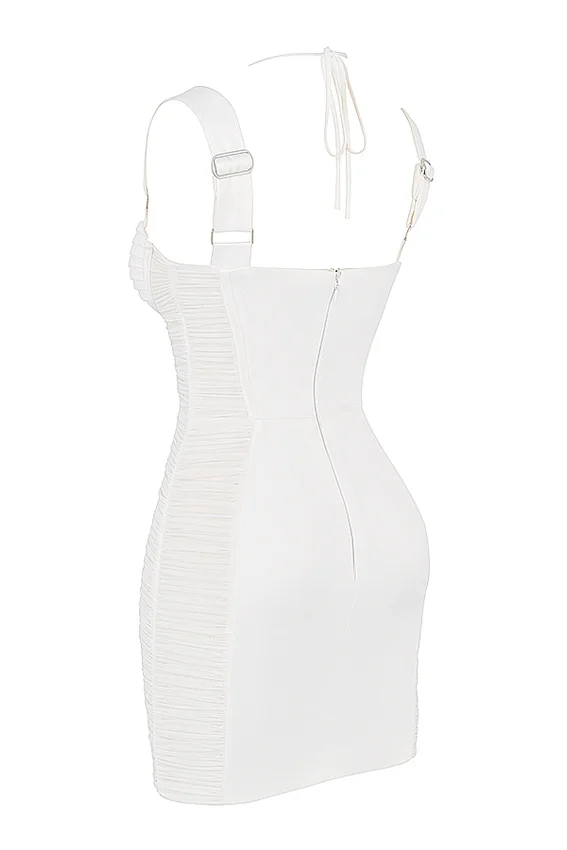Lucinda White Ruched Corset Mini Dress Lucinda White Ruched Corset Mini Dress