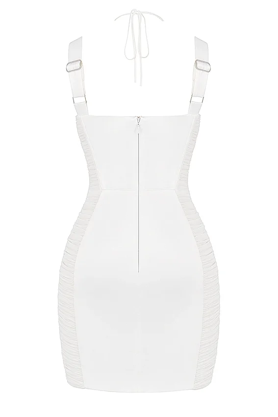 Lucinda White Ruched Corset Mini Dress Lucinda White Ruched Corset Mini Dress