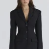 Luella Black Crepe Hourglass Blazer Jacket Luella Black Crepe Hourglass Blazer Jacket