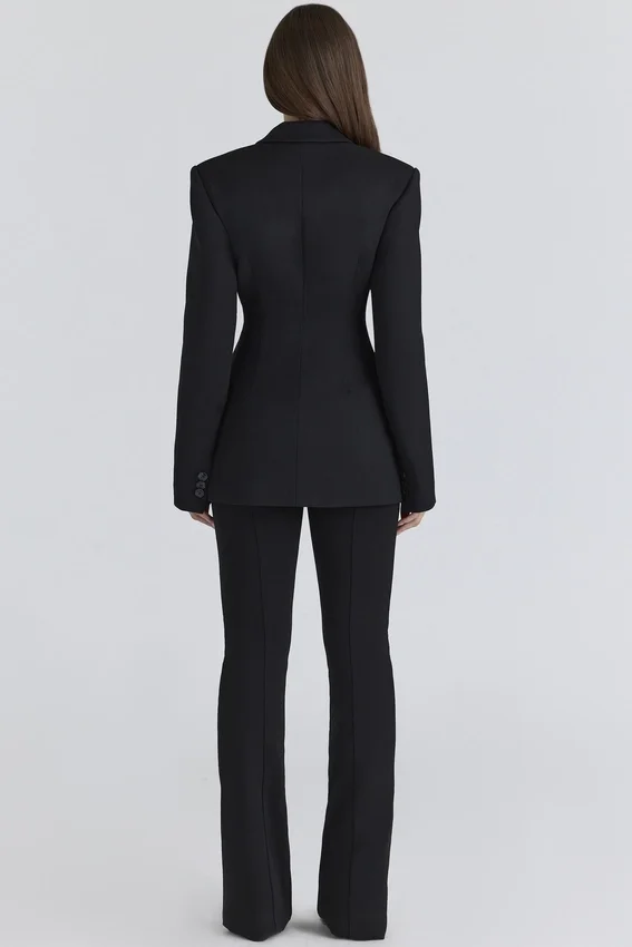 Luella Black Crepe Hourglass Blazer Jacket Luella Black Crepe Hourglass Blazer Jacket