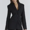 Luella Black Crepe Hourglass Blazer Jacket Luella Black Crepe Hourglass Blazer Jacket