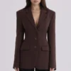 Luella Chocolate Crepe Hourglass Blazer Jacket Luella Chocolate Crepe Hourglass Blazer Jacket