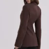 Luella Chocolate Crepe Hourglass Blazer Jacket Luella Chocolate Crepe Hourglass Blazer Jacket