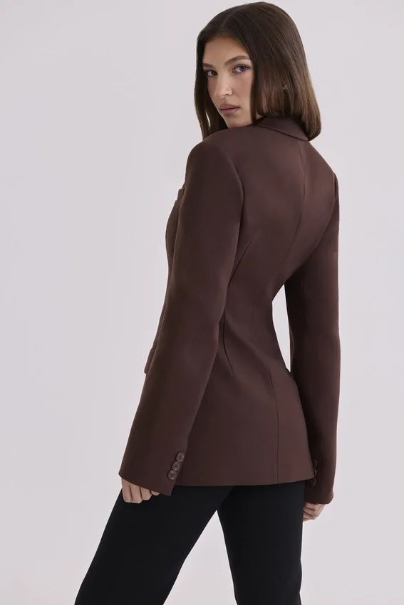 Luella Chocolate Crepe Hourglass Blazer Jacket Luella Chocolate Crepe Hourglass Blazer Jacket