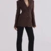 Luella Chocolate Crepe Hourglass Blazer Jacket Luella Chocolate Crepe Hourglass Blazer Jacket