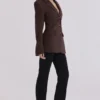 Luella Chocolate Crepe Hourglass Blazer Jacket Luella Chocolate Crepe Hourglass Blazer Jacket
