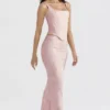 Luisette Pink Metallic Floral Satin Midi Skirt Luisette Pink Metallic Floral Satin Midi Skirt