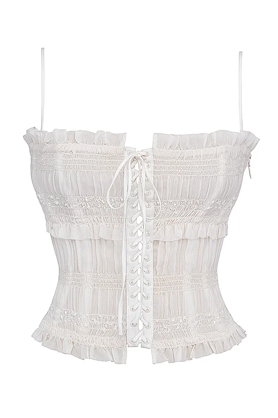 Lula Ivory Sequin Pleat Corset Lula Ivory Sequin Pleat Corset