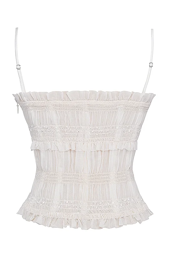 Lula Ivory Sequin Pleat Corset Lula Ivory Sequin Pleat Corset