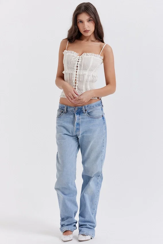 Lula Ivory Sequin Pleat Corset Lula Ivory Sequin Pleat Corset